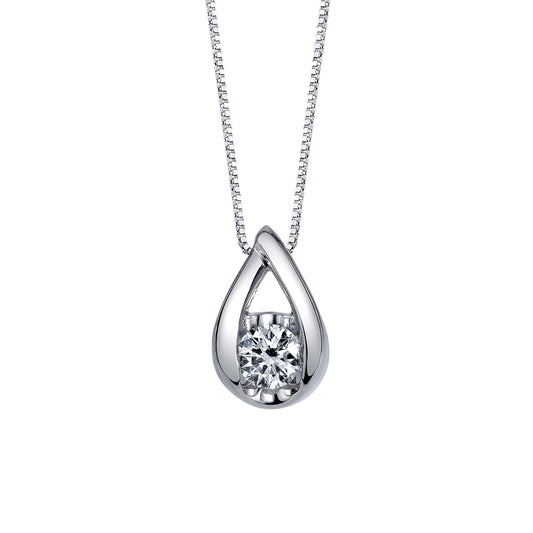 Sirena 1/4 ct. tw. Round Diamond Tear-Drop Pendant in 10K White Gold