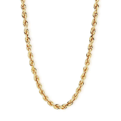 3.6mm 20-inch Solid Diamond Cut Rope Chain in 10K Yellow Gold