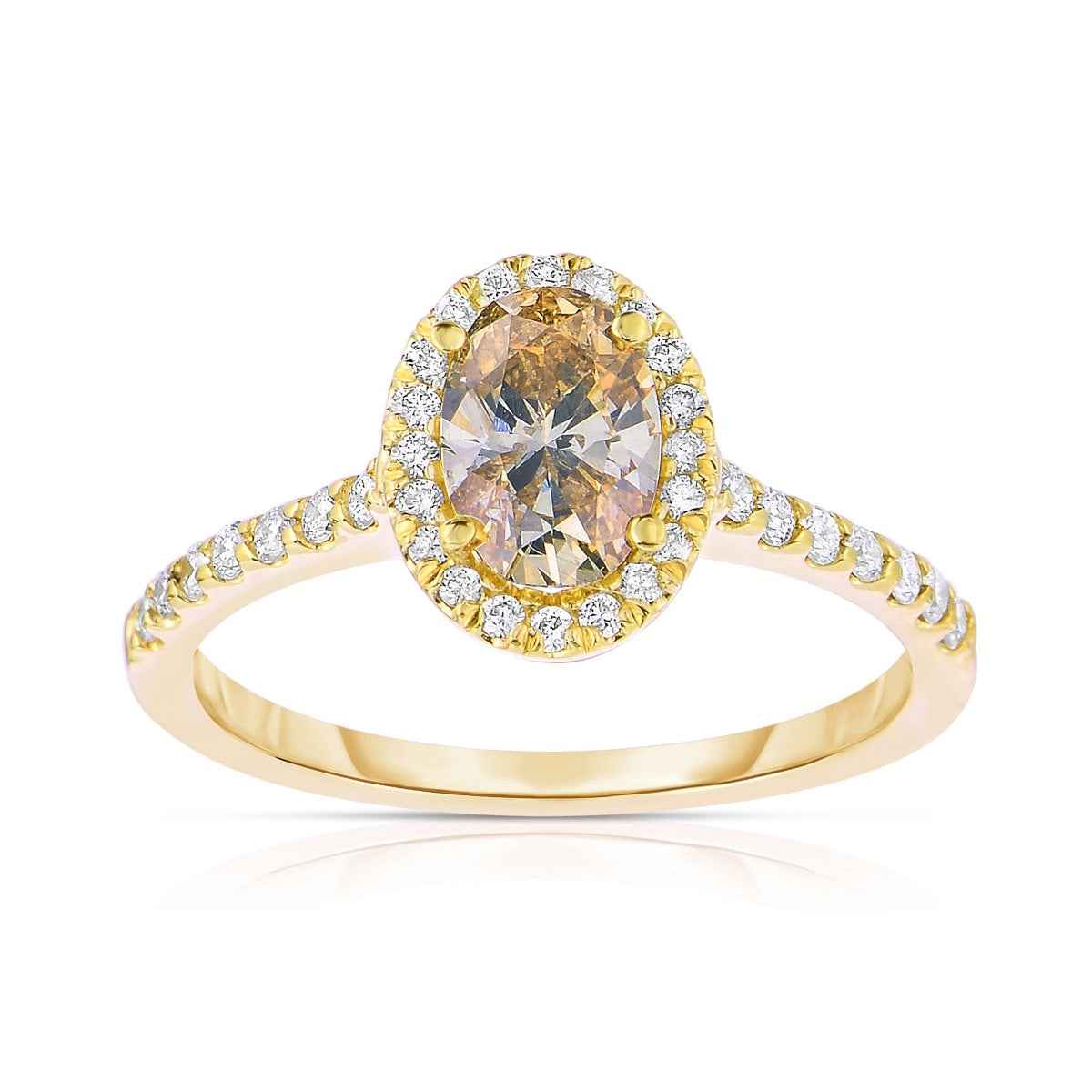 Mocha Lux 3/4 ct. tw. Oval Mocha Diamond Halo Engagement Ring in 14K yellow Gold