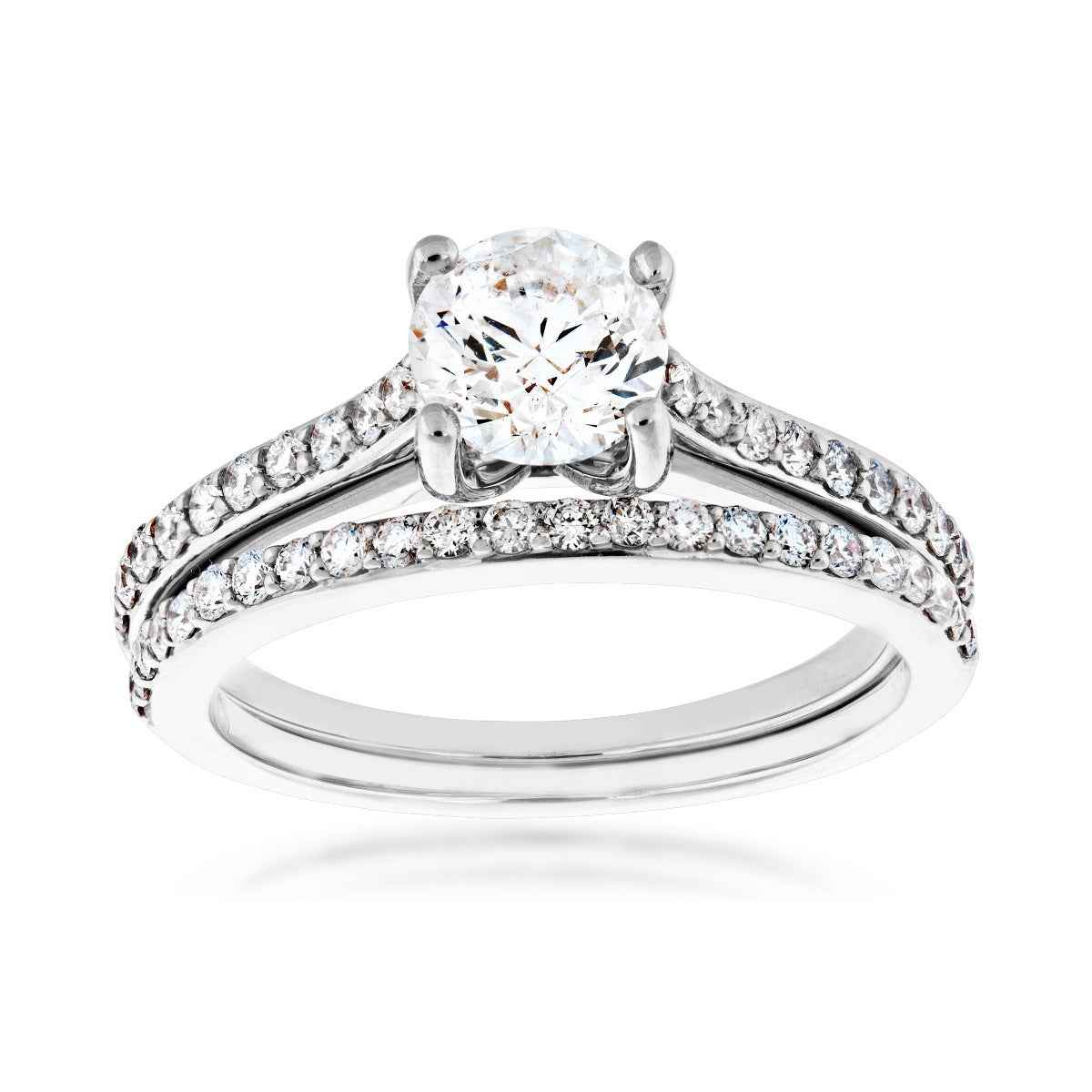 Noventa 1-1/2 ct. tw. Classic Round Brilliant Diamond Wedding Set in 14K White Gold