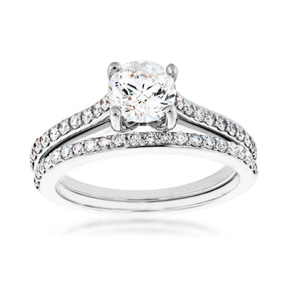 Noventa 1-1/2 ct. tw. Classic Round Brilliant Diamond Wedding Set in 14K White Gold