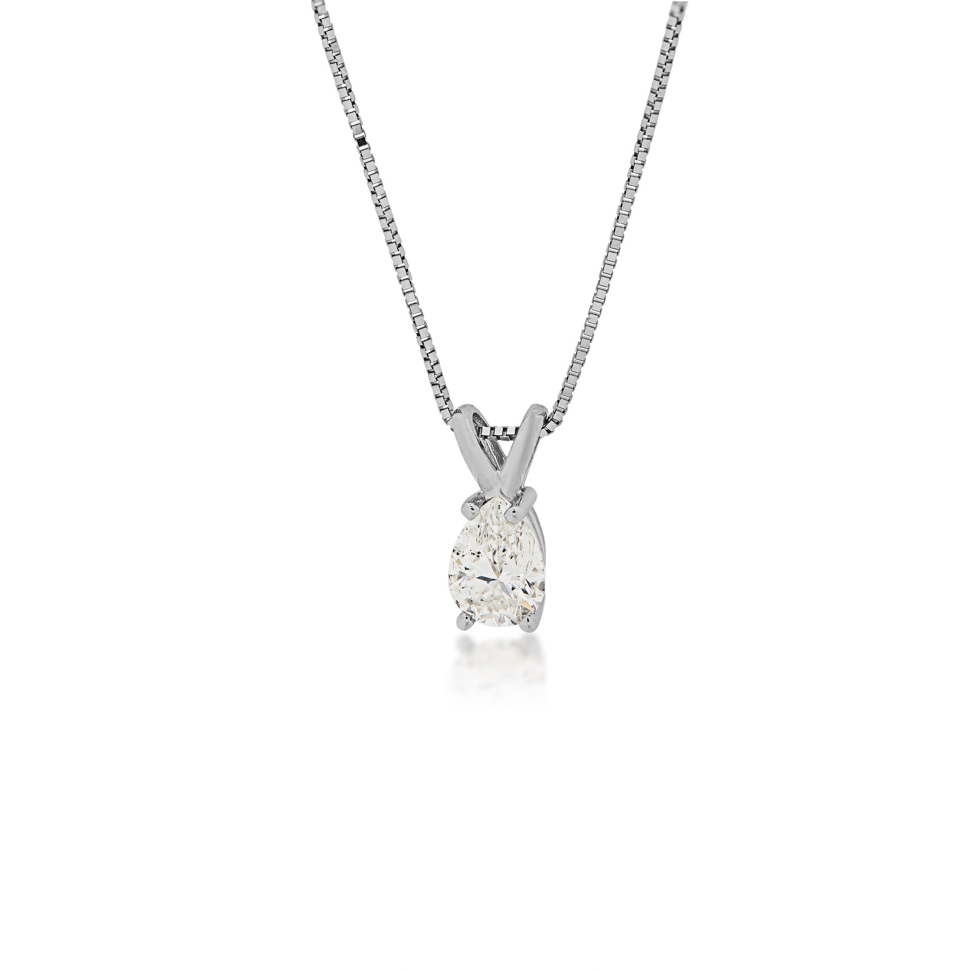 5/8 ct. tw. Pear Diamond Solitaire Pendant in 14K White Gold