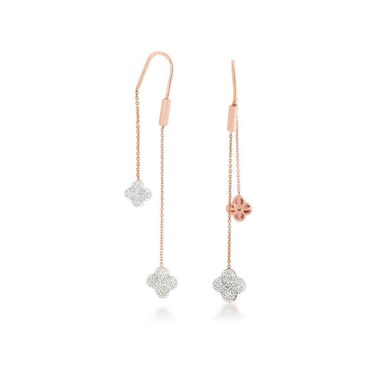 1/2 ct. tw. Diamond Clover Threader Earrings in 10K Pink Gold