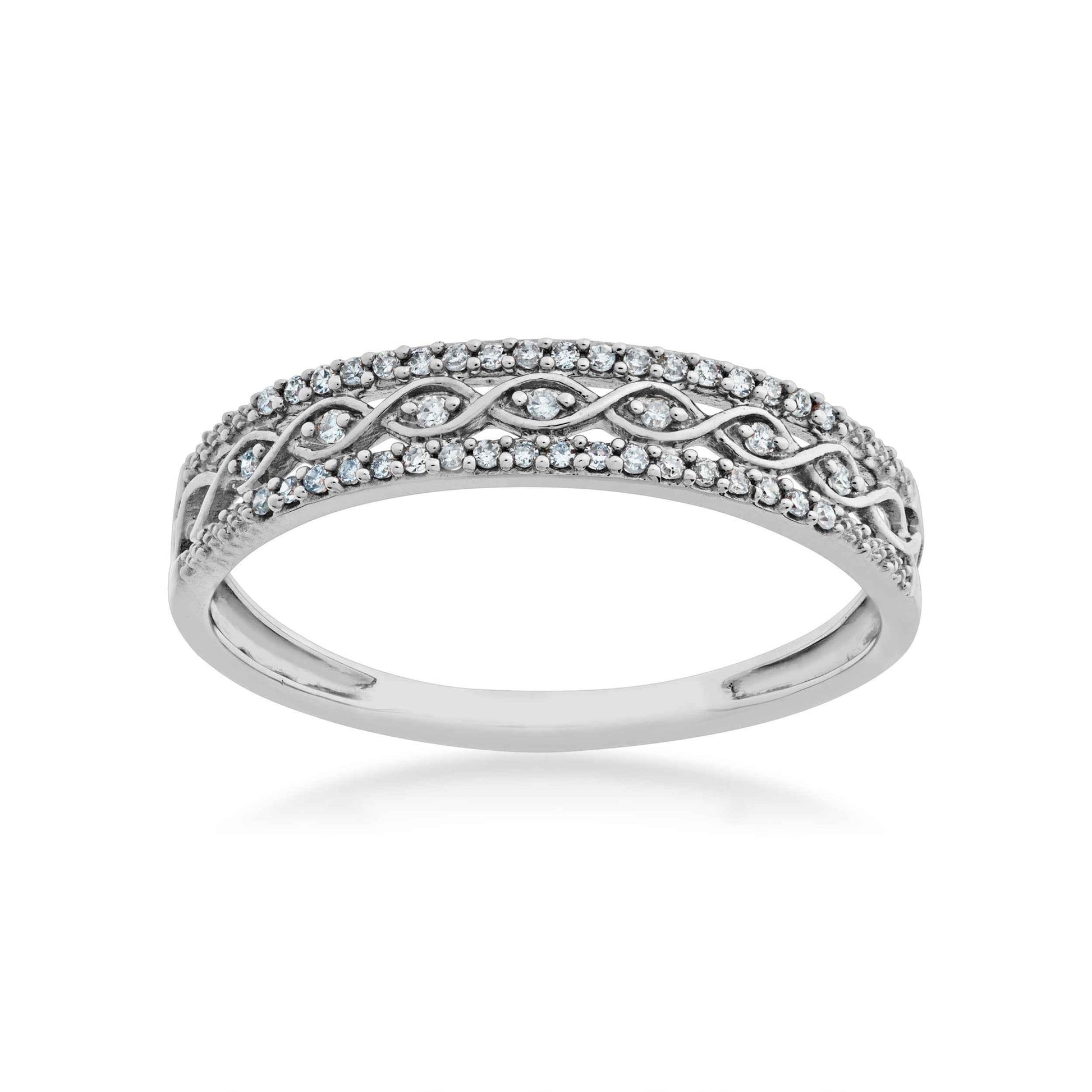 1/10 ct. tw. Diamond Fashion Ring with Center Infinity Design in 10K White Gold
