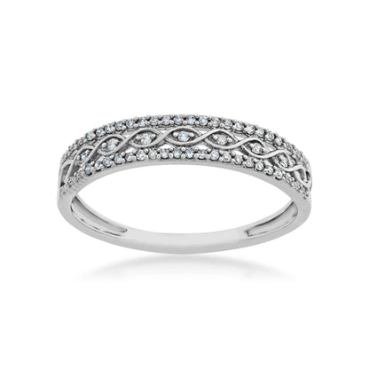 1/10 ct. tw. Diamond Fashion Ring with Center Infinity Design in 10K White Gold