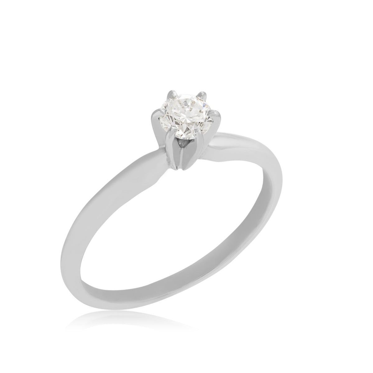 Natural 1/4 ct. tw. Round Brilliant Diamond Solitaire Engagement Ring in 14K White Gold front view