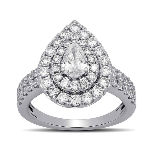 Adamante 2 ct. tw. Lab-Grown Engagement Ring with a 1/2 ct. Pear Shape Diamond Center in 10K White Gold close-up detail