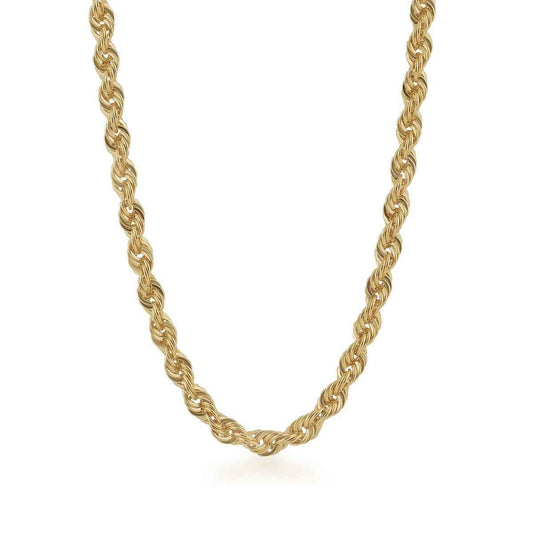 4.9mm 24-inch Solid Diamond Cut Rope Chain in 10K Yellow Gold