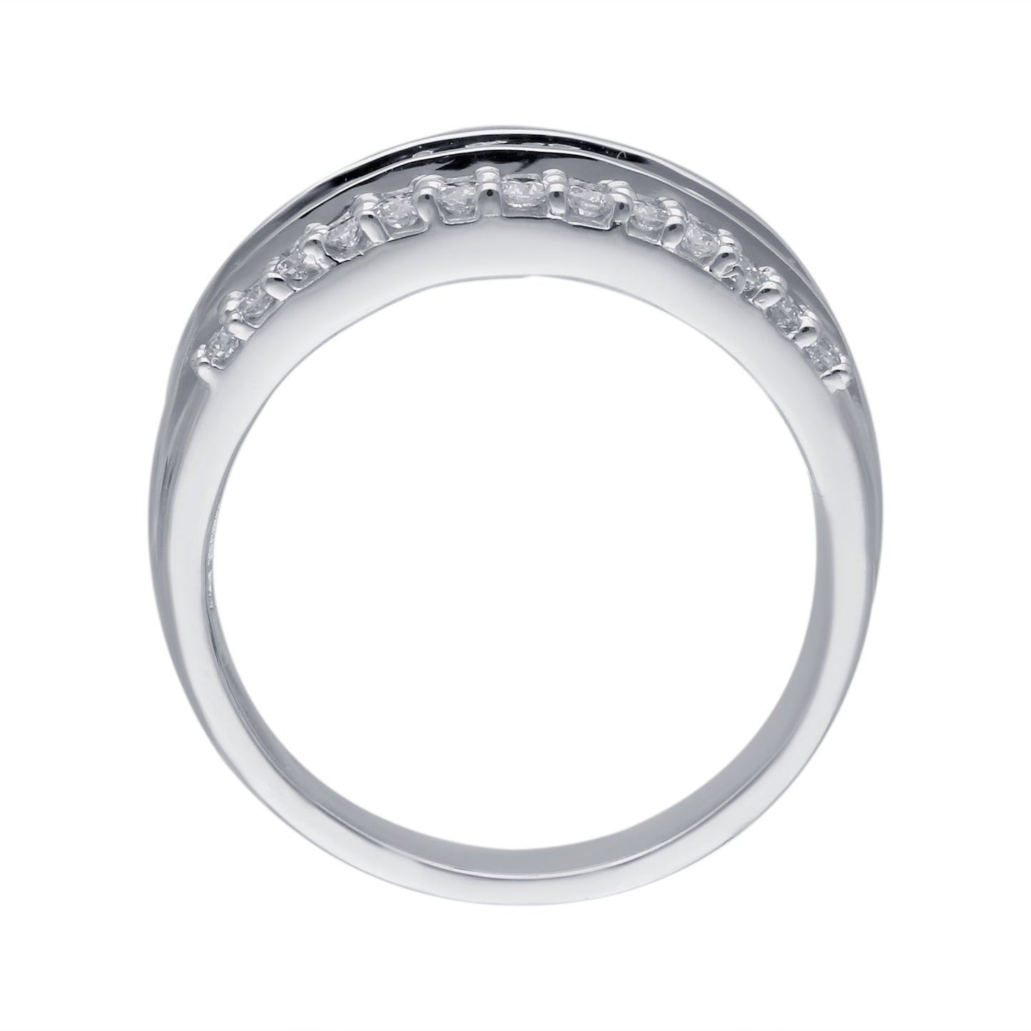 Kallati 1 ct. tw. Princess Cut, Baguette & Round Diamond Ring in 14K White Gold close-up detail