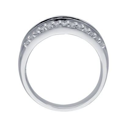 Kallati 1 ct. tw. Princess Cut, Baguette & Round Diamond Ring in 14K White Gold close-up detail