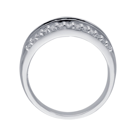 Kallati 1 ct. tw. Princess Cut, Baguette & Round Diamond Ring in 14K White Gold close-up detail