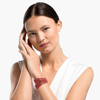 Swarovski Power Slake Bracelet in Padparascha Red Alcantara Fabric front view