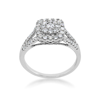 Fairytale Diamonds 1/2 ct. tw. Cushion Cluster Diamond Ring with Split Shank in 10K White Gold front view