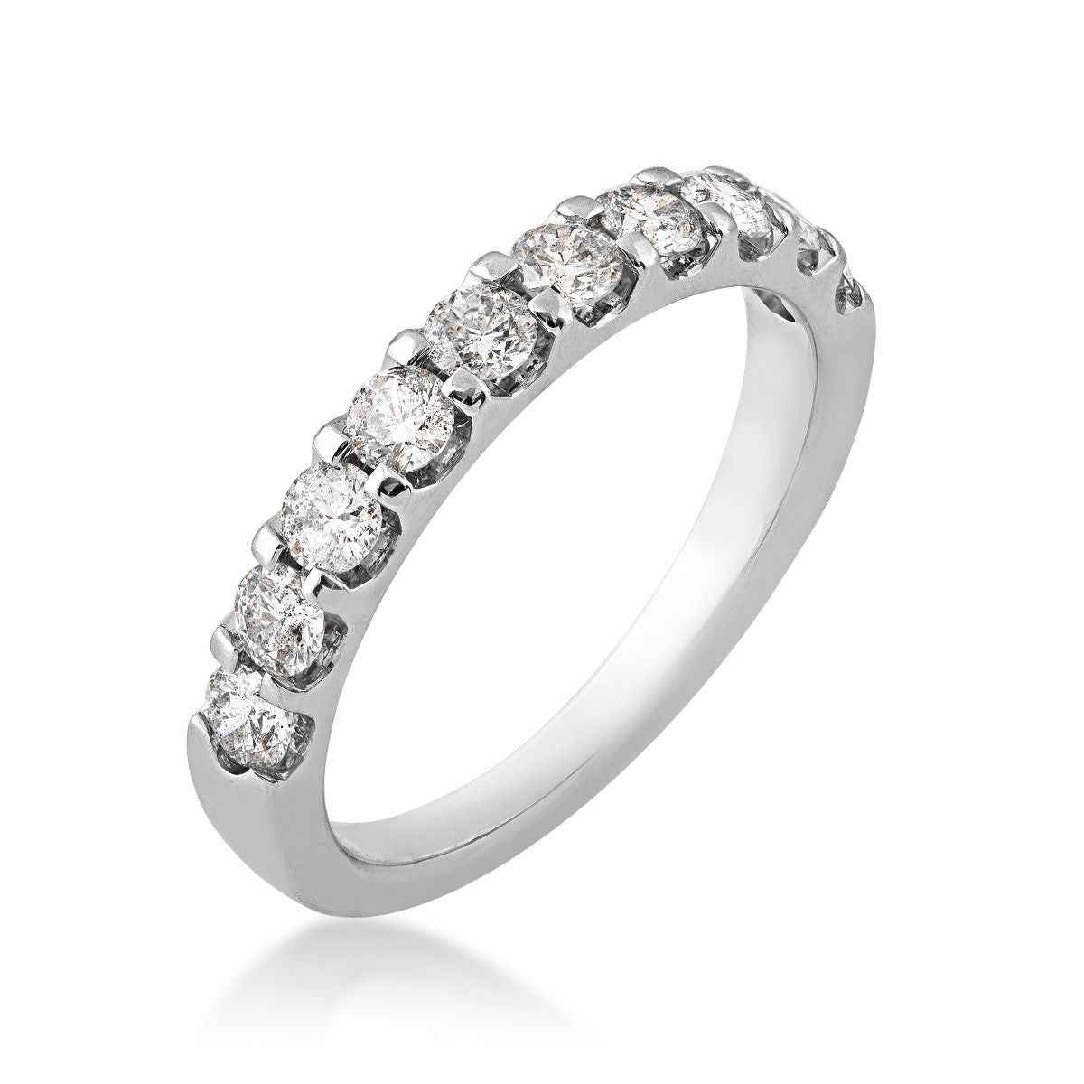 7/8 ct. tw. Round Brilliant Diamond 10-Stone Anniversary Ring in 14K White Gold front view