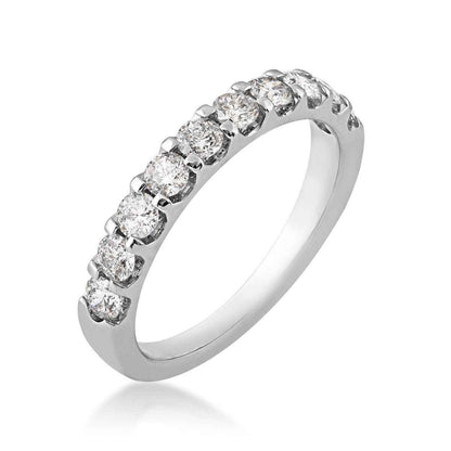 7/8 ct. tw. Round Brilliant Diamond 10-Stone Anniversary Ring in 14K White Gold front view