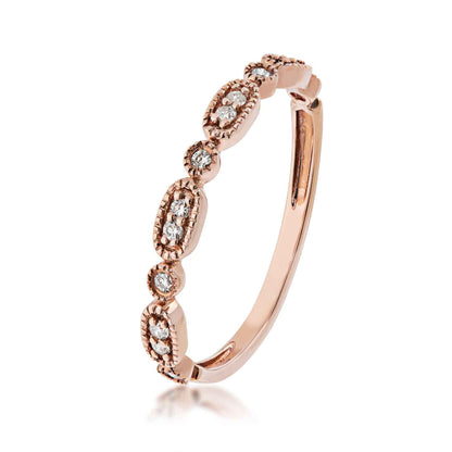 Perfect Match Diamond Accent Stackable Anniversary Ring with Milgrain Detailing in 10K Pink Gold front view