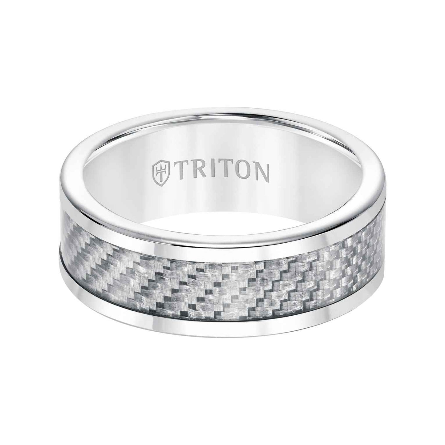 Triton Men's 8MM Tungsten Carbon Fiber Center Wedding Band 11