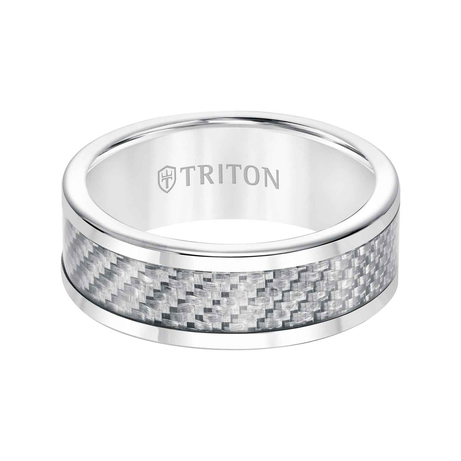 Triton Men's 8MM Tungsten Carbon Fiber Center Wedding Band 11