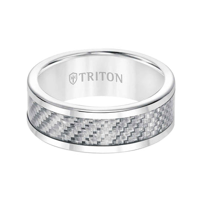 Triton Men's 8MM Tungsten Carbon Fiber Center Wedding Band 11