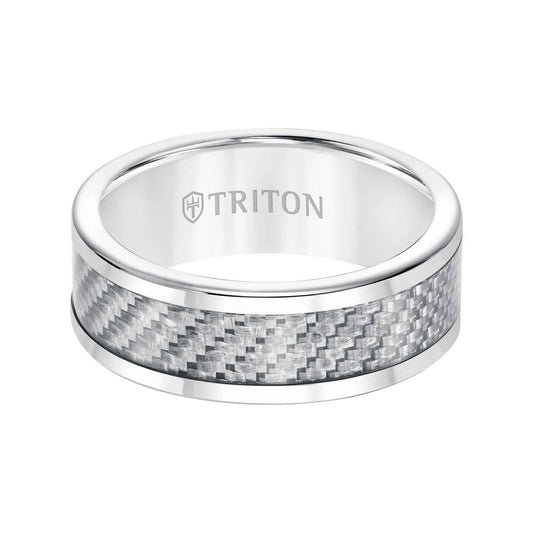 Triton Men's 8MM Tungsten Carbon Fiber Center Wedding Band 11