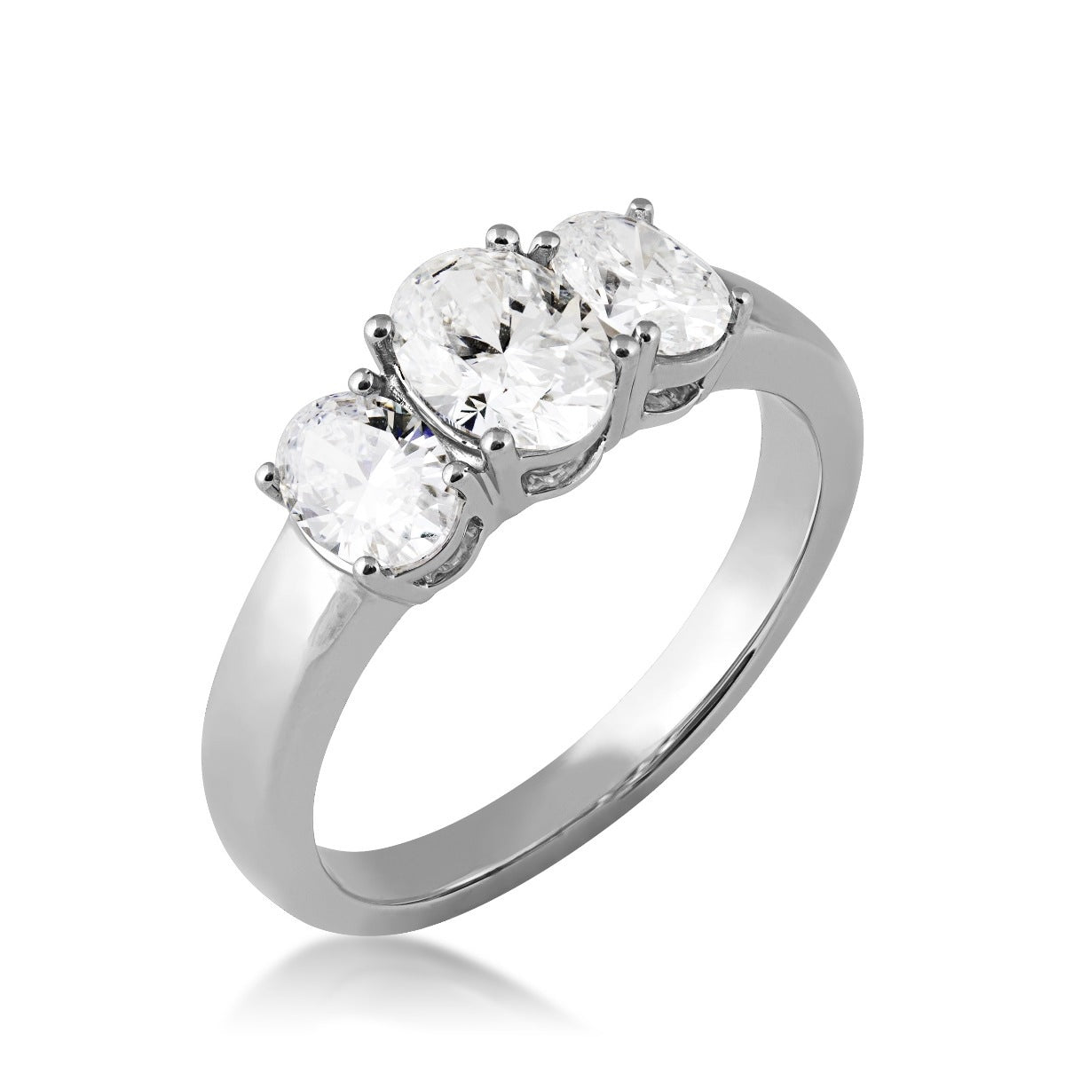 Adamante 1-1/2 ct. tw. Lab-Grown Oval Diamond 3-Stone Ring in 10K White Gold side profile