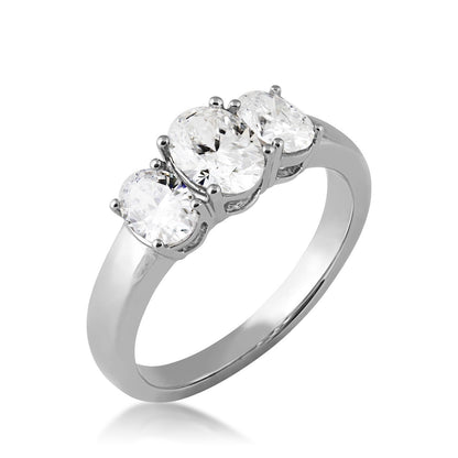 Adamante 1-1/2 ct. tw. Lab-Grown Oval Diamond 3-Stone Ring in 10K White Gold side profile
