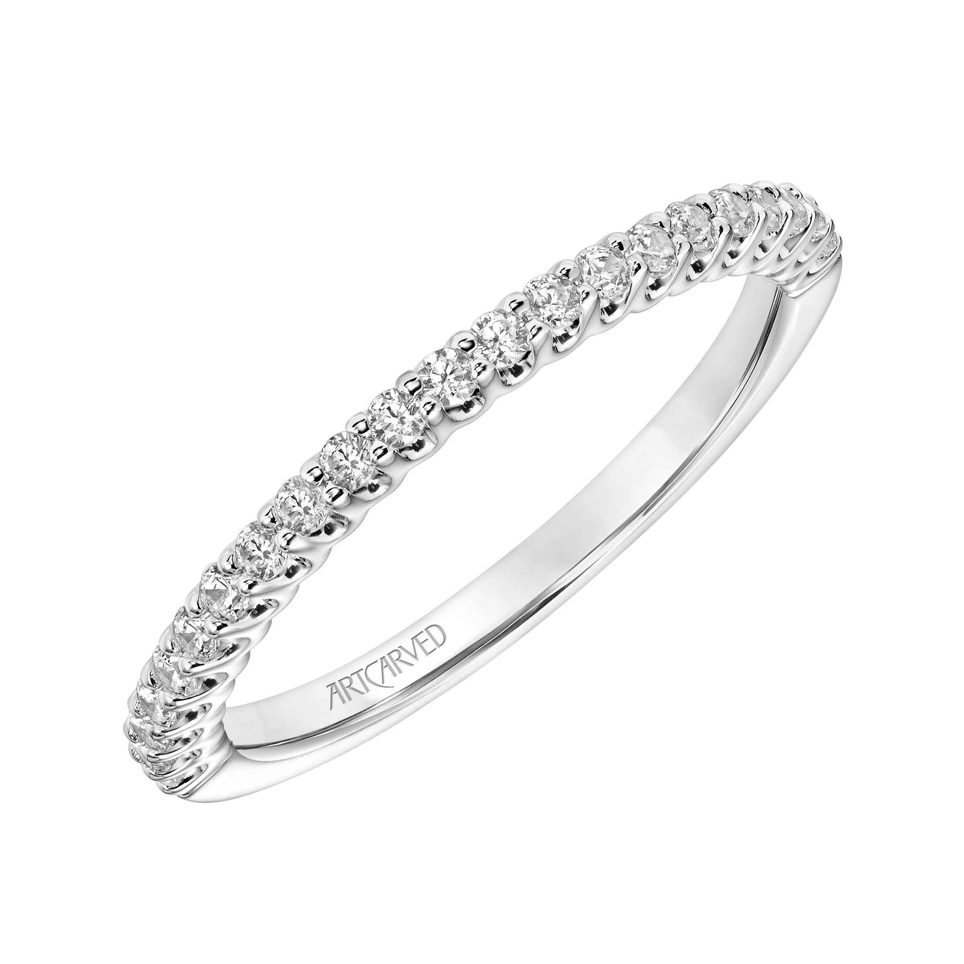 ArtCarved Contemporary 1/4 ct. tw. Diamond Wedding Band in 14K White Gold front view
