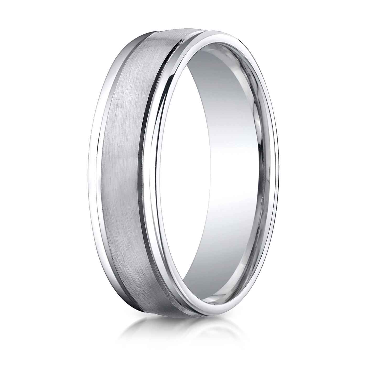 BENCHMARK Mens 6MM Cobalt Chrome Wedding Band with Satin Finish front view