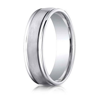 BENCHMARK Mens 6MM Cobalt Chrome Wedding Band with Satin Finish front view
