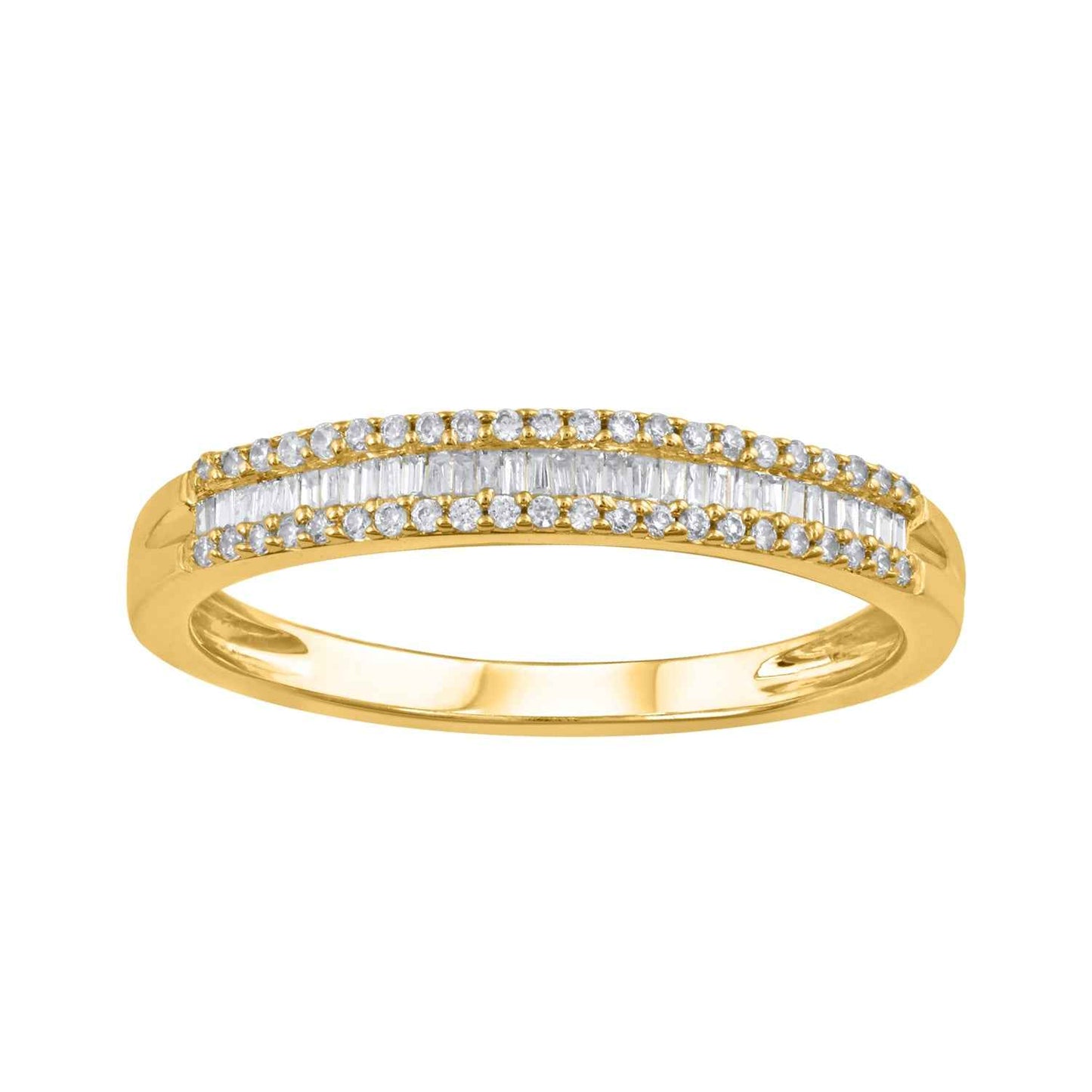 1/4 ct. tw. Round Brilliant and Baguette Diamond Anniversary Band in 10K Yellow Gold
