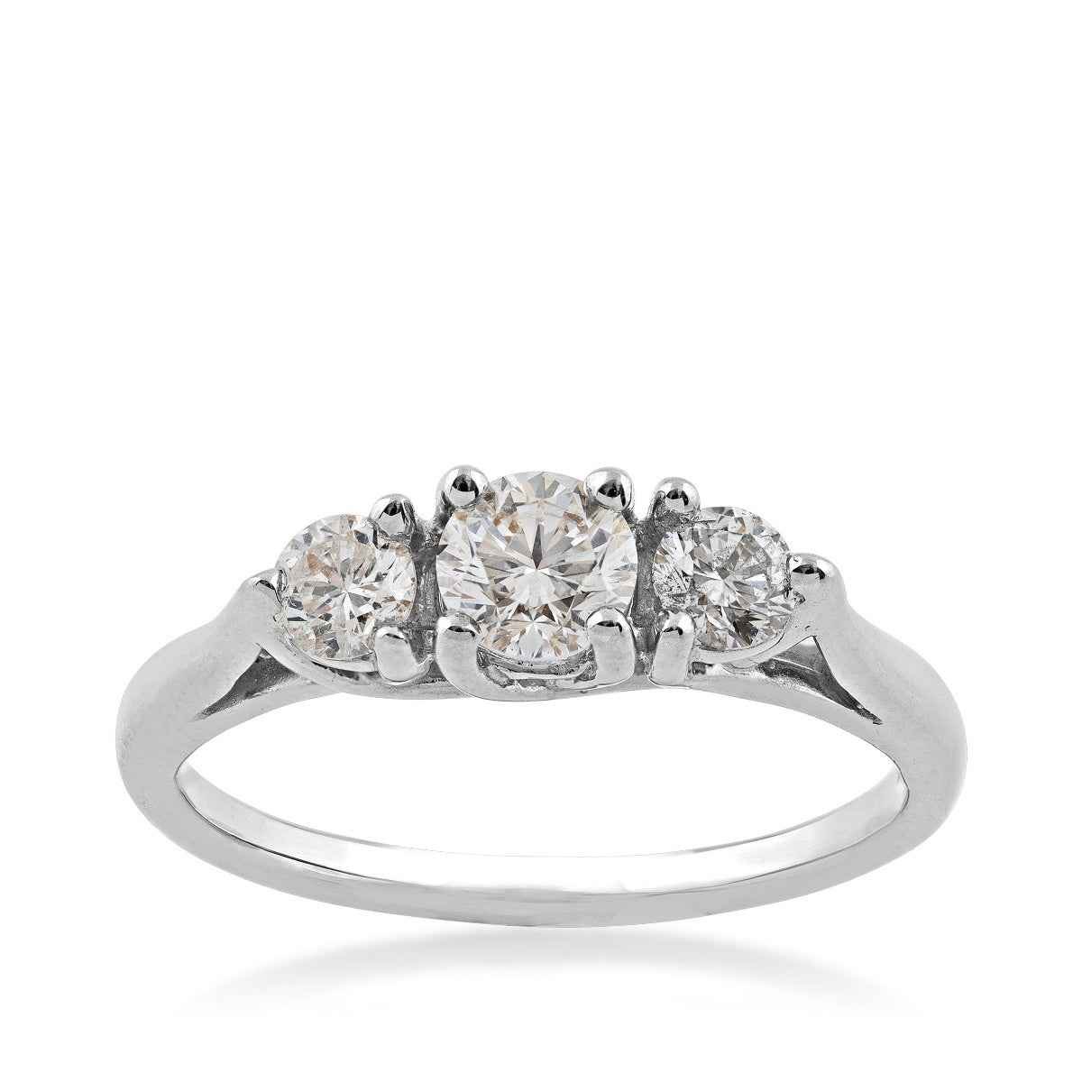 3/4 ct. tw. Round Brilliant 3-Stone Diamond Anniversary Ring in 14K White Gold