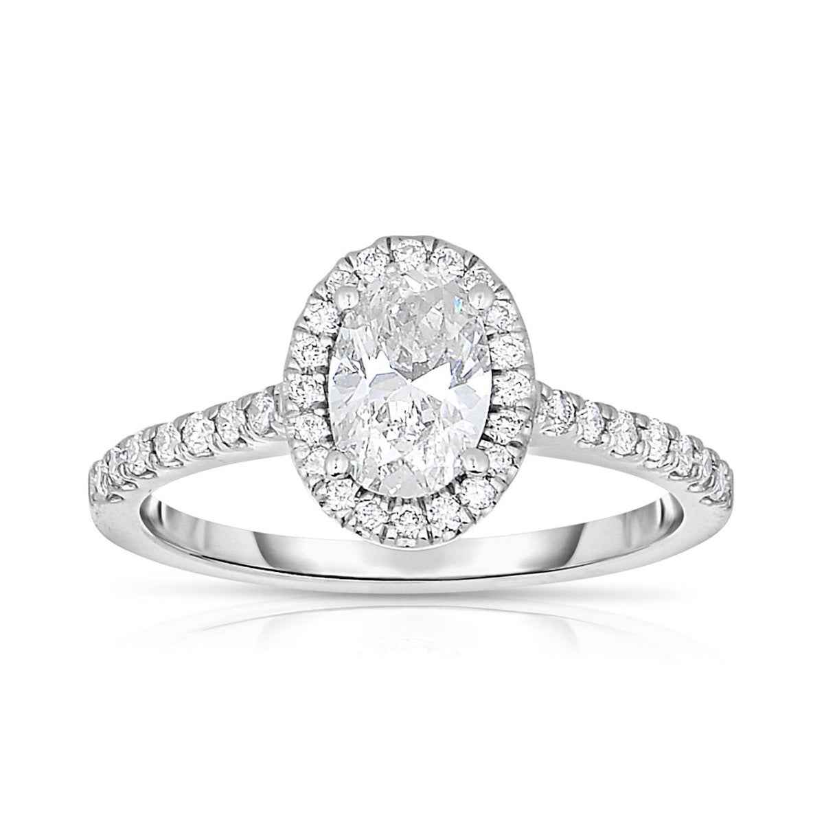 Amaura Collection 1-1/7 ct. tw. Oval Diamond Halo Engagement Ring in 14K White Gold