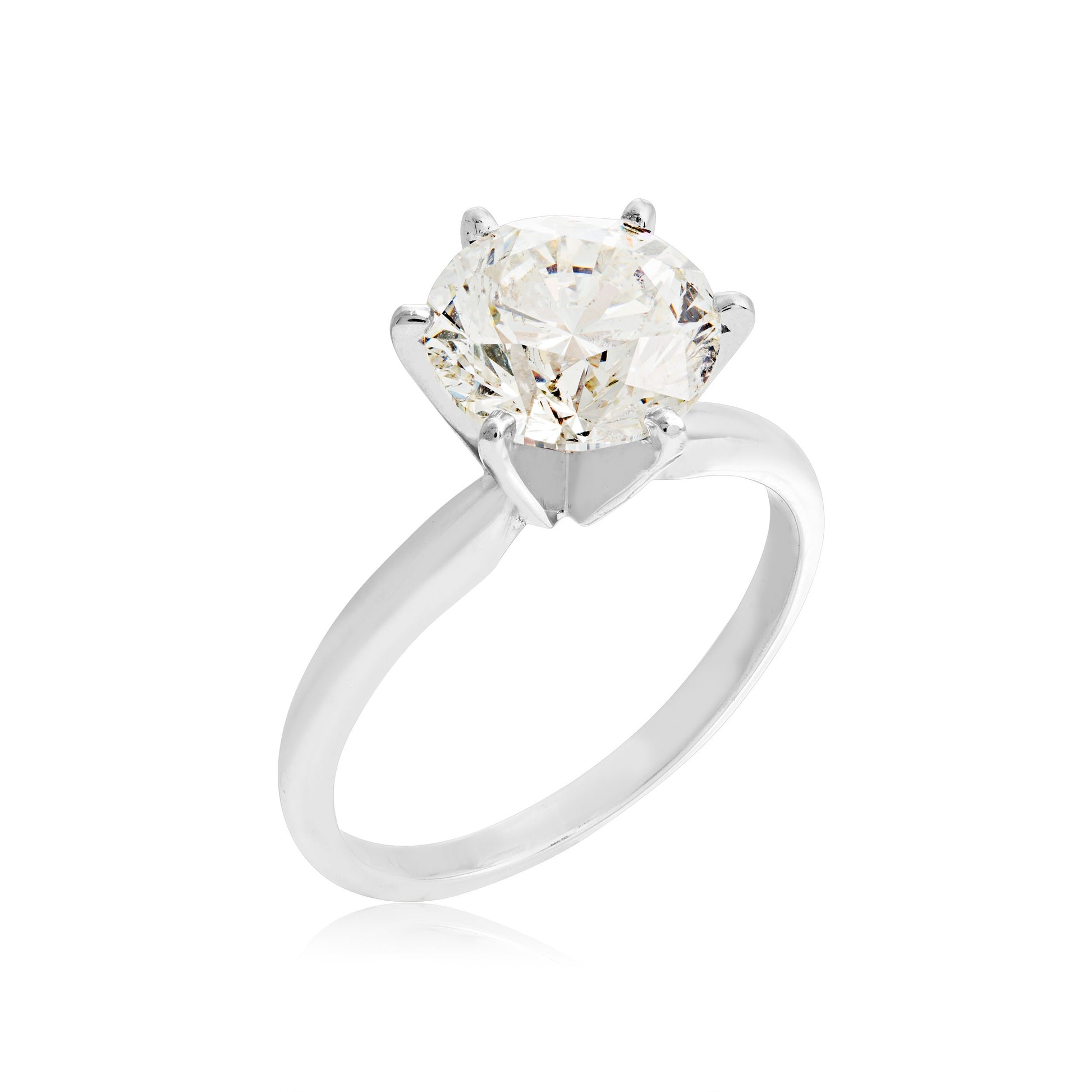 3 ct. tw. A Quality Round Diamond Solitaire Engagement Ring in 14K White Gold front view