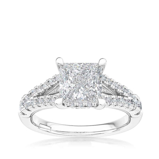 Adamante 2-3/4 ct. tw. Lab-Grown Princess Cut Diamond Split Shank Engagement Ring in 14K White Gold