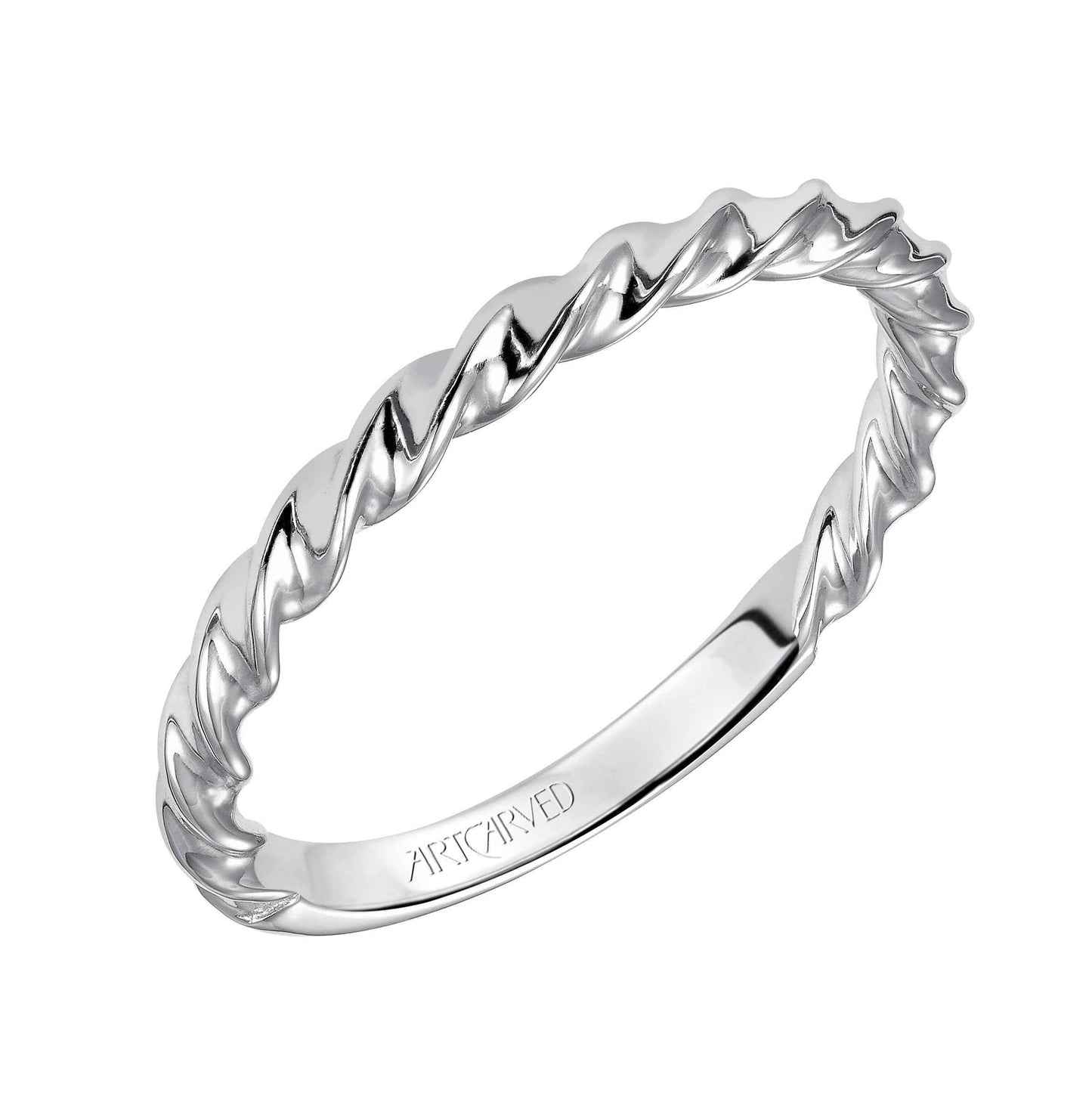 ArtCarved Contemporary Twisted Wedding Band in 14K White Gold front view
