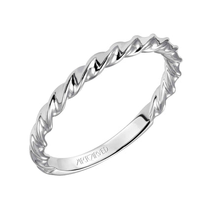 ArtCarved Contemporary Twisted Wedding Band in 14K White Gold front view