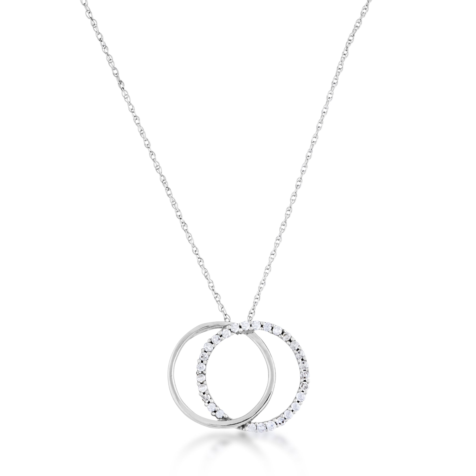1/4 ct. tw. Diamond Double Circle Fashion Necklace in 10K White Gold