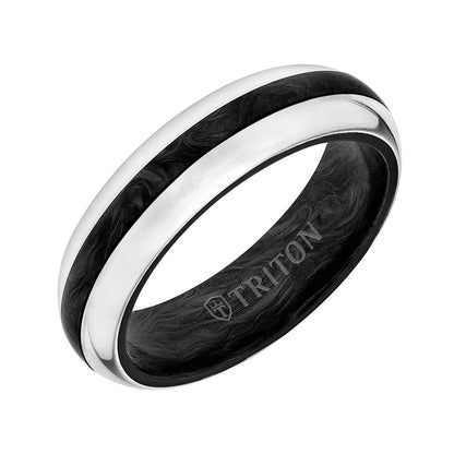 Triton Men's 6mm Titanium and Forged Carbon Wedding Ring front view