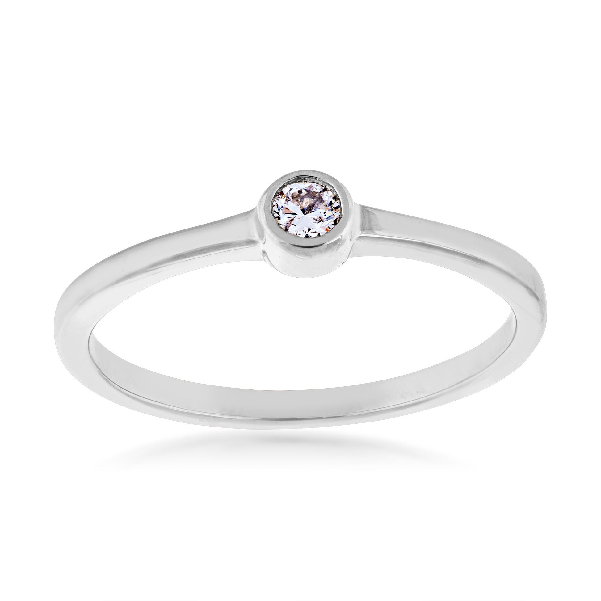 1/6 ct. tw. Round Diamond Bezel Stackable Fashion Ring in 10K White Gold