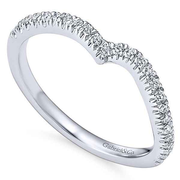 Gabriel & Co. .22 ct. tw. Diamond Wedding Band with Side Curved Design in 14K White Gold front view