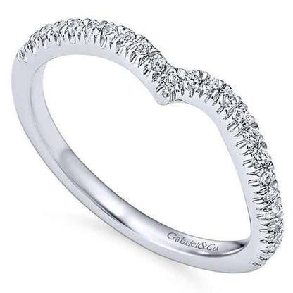 Gabriel & Co. .22 ct. tw. Diamond Wedding Band with Side Curved Design in 14K White Gold front view