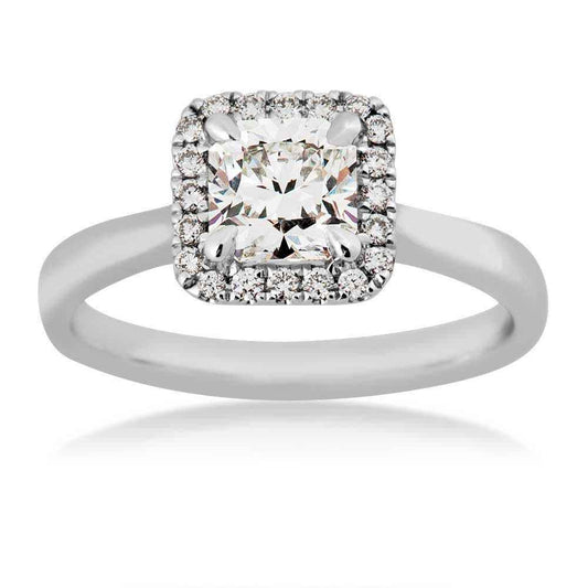 Canadian Rocks 1/2 ct. tw. Ideal Square Cut Diamond Halo Engagement Ring in 14K White Gold