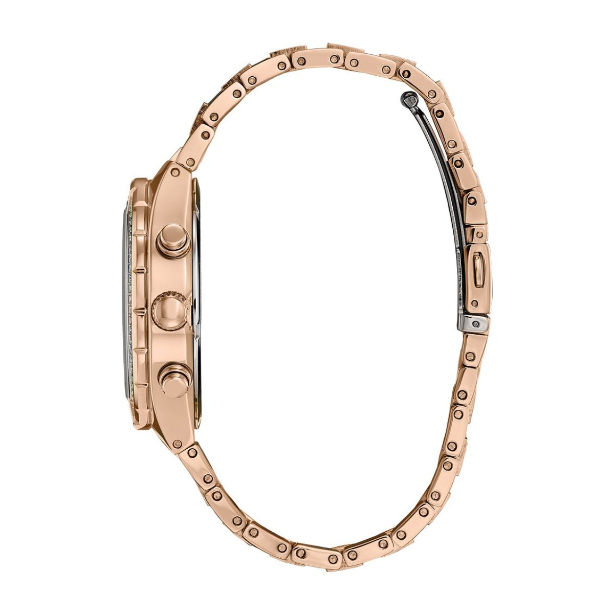 Citizen Men's Crystal Pink Gold-Tone Stainless Steel Watch with Black Dial front view