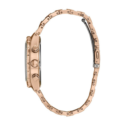 Citizen Men's Crystal Pink Gold-Tone Stainless Steel Watch with Black Dial front view
