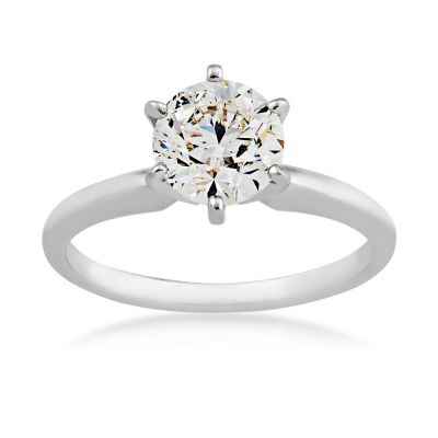 1 ct. tw. A Quality Round Brilliant Diamond Solitaire Engagement Ring in 14K White Gold