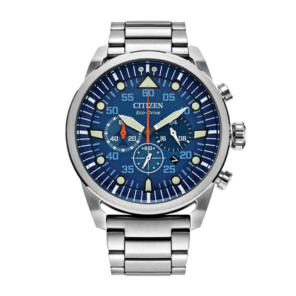 Citizen Men's Avion Stainless Steel Watch with Blue Dial