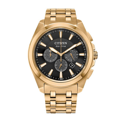Citizen Men's Peyten Gold-Tone Stainless Steel Watch with Black Dial