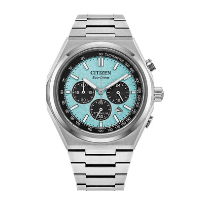 Citizen Men's Zenshin Chrono Eco-Drive Stainless Steel Watch with Blue Dial
