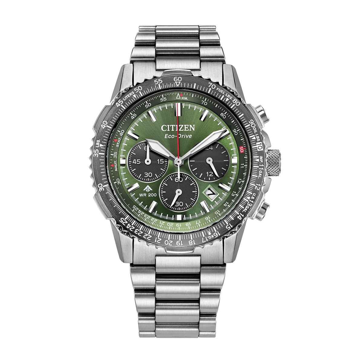 Citizen Men's Promaster Navihawk Stainless Steel Watch with Green Dial