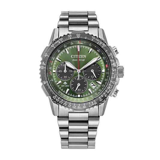 Citizen Men's Promaster Navihawk Stainless Steel Watch with Green Dial